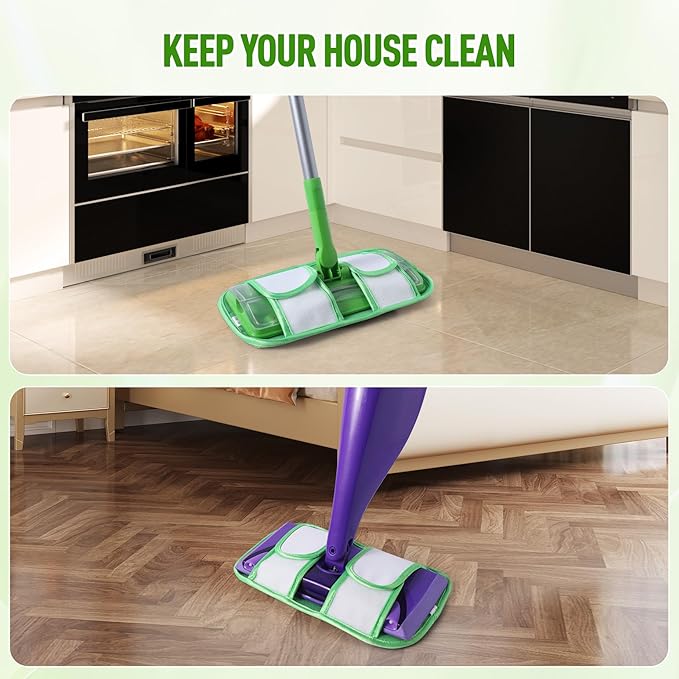 6 Pack Reusable Mop Pads for Swiffer WetJet Sweeper Mops, Microfiber Washable Floor Mop Refills Wet and Dry Use Replacement Pads for Hardwood, Tile, Laminate Floor Cleaning