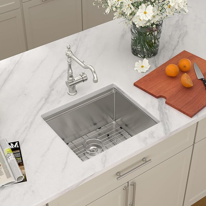 Dcolora 21 in. Undermount Wet Bar Sink Small Kitchen Sink Workstation Stainless Steel Under Counter Single Bowl 21"×18"×10",DC-U1112