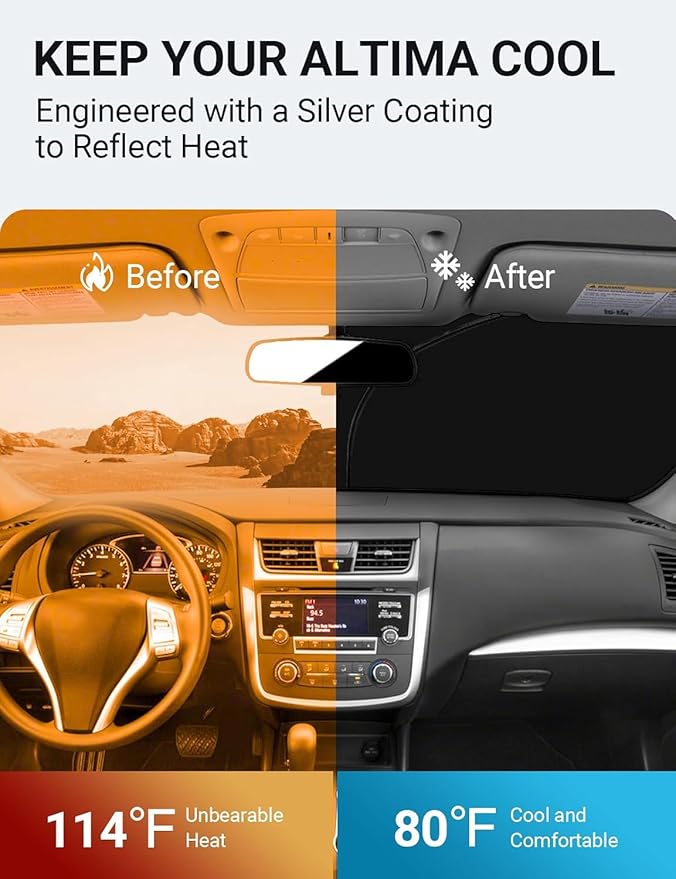 Proadsy Custom Fit Nissan Altima 2013-2018 Windshield Sun Shade 4-Layer Foldable Front Sunshade Protector Sun Visor Blocks UV Rays Keep Car Cooler