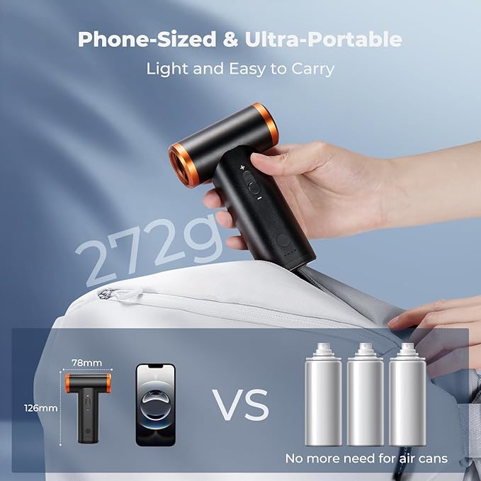 K&F CONCEPT Electric Compressed Air Duster|300000RPM Vacuum Cleaner|3 Gear Adjustable|Super Wind Power| Rechargeable Brushless Motor|for Deep Computer Clean, Keyboard, Car, Home,Outdoor