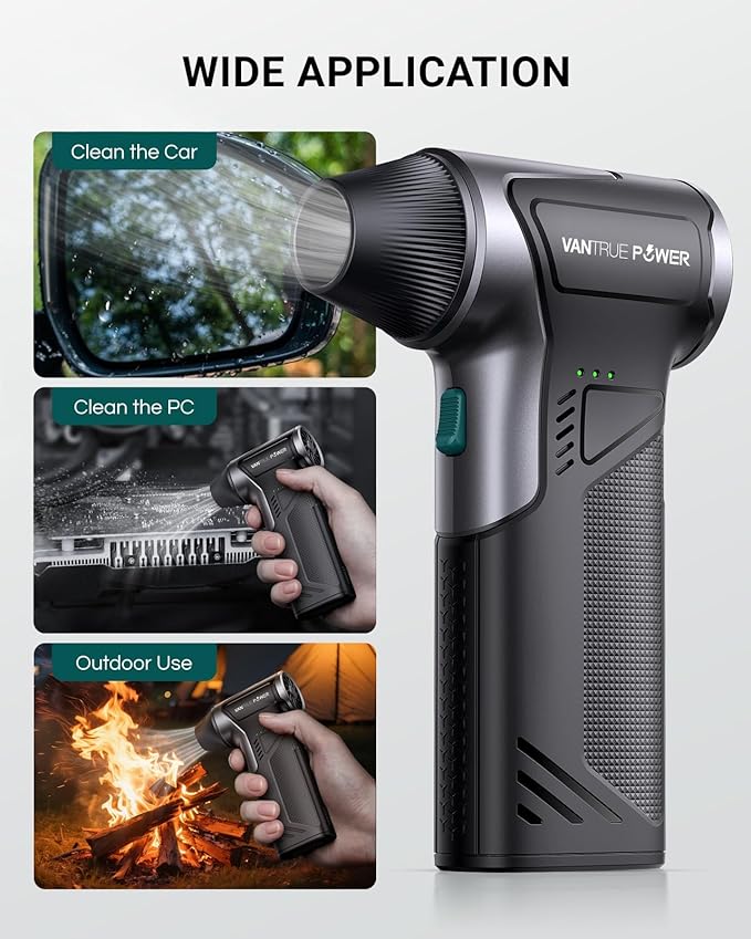 T150 Compressed Air Duster-110000RPM Super Power Electric Air Duster, 3-Gear Adjustable Mini Blower with Fast Charging, Dust Blower for Computer, Keyboard, House, Outdoor,AC and Car