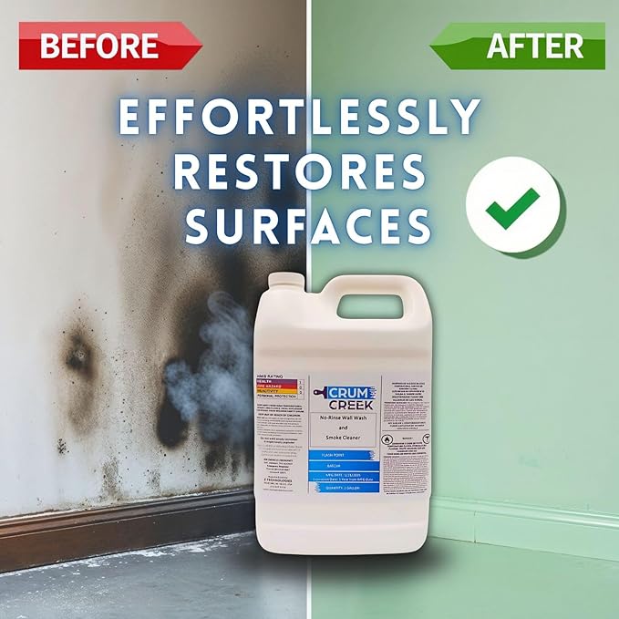 Smoke Cleaner Wall Wash, Multipurpose Degreaser for Walls and Smoke Damage, Non-Rinse, Grease and Odor Remover, Hard Surface Cleaner (4, 512 fluid ounces)