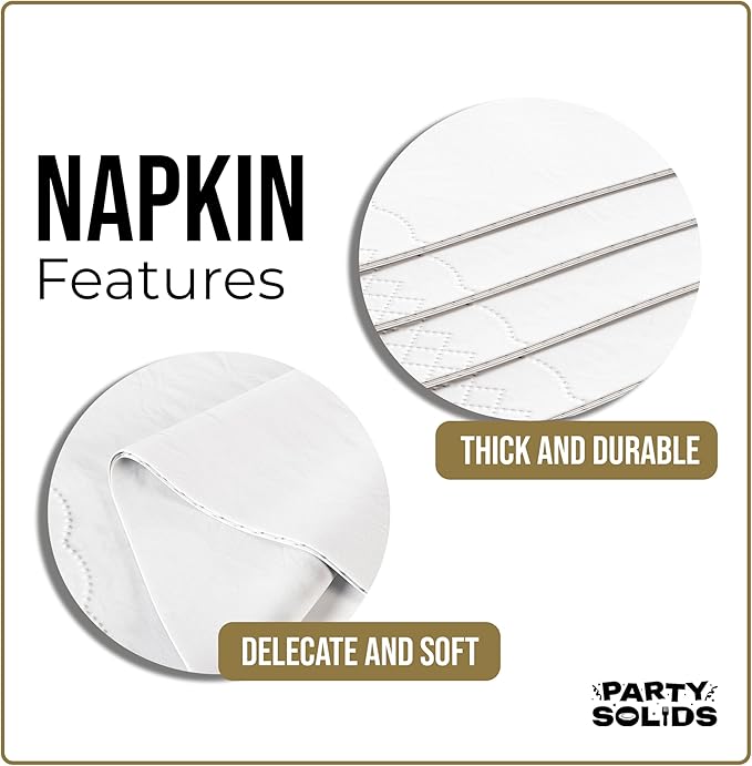 White Dinner Napkins Disposable 8" x 4" Folded - 40 Pcs 2 Ply White Napkins Disposable Paper Guest Towels for Bathrooms, Dinners, Everyday Parties & Party Supplies