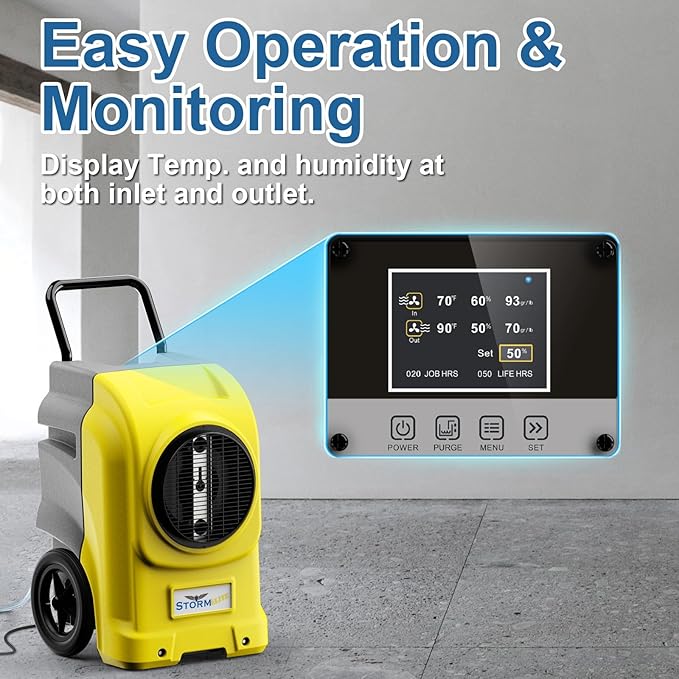 ALORAIR LGR Commercial Dehumidifier with Pump & Drain Hose, Portable Insutrial Dehumidifier for Basments, Home, Job Sites, Fit for 2,100 Sq.Ft Space with Wheels (Storm Elite Yellow NO WIFI)