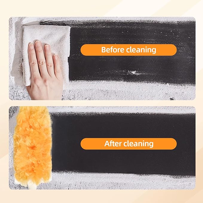 Duster Refills for Swiffer Duster,Heavy Duty Microfiber Dusters Kit with Replacement 360 Feather Dusters(50) + 3FT Extended Handle +1 Short Handle for Cleaning Blinds,Ceiling,Furniture