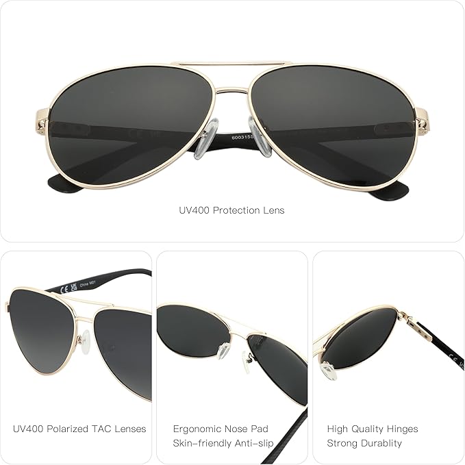 ZENOTTIC Polarized Aviator Sunglasses for Men Carbon Fiber Temple Pilot Sun Glasses with Mirrored Lens UV Protection