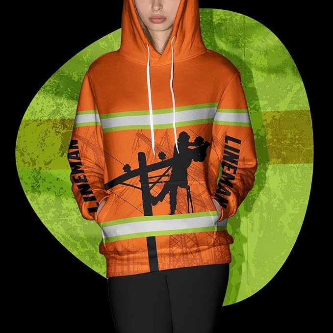 Matedecor High Visibility Hi Vis Hoodie for Men - Jobs Collection Custom Name Class 3 Reflective Safety Workwear