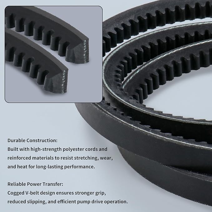 1/2 x 51'' Pump Drive Belt 603907 607400 for Hustler Raptor, Raptor Limited, Raptor SD, Raptor SDX Mowers, Lawn Mower Cogged Drive Belt Replaces OEM 607400 603907