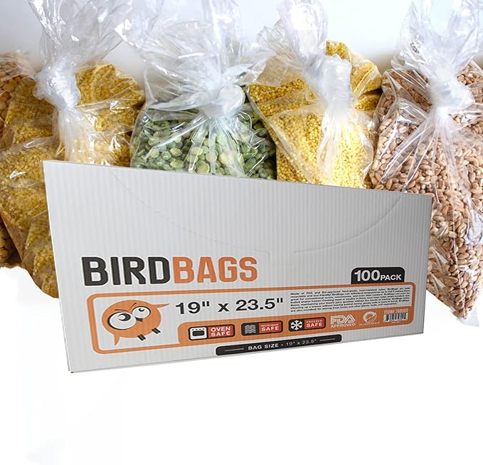 BirdBags Turkey Bags, 19” x 23.5” 25 Pack, Clear Plastic, Food Storage, Freezer, Oven, Groceries Bread