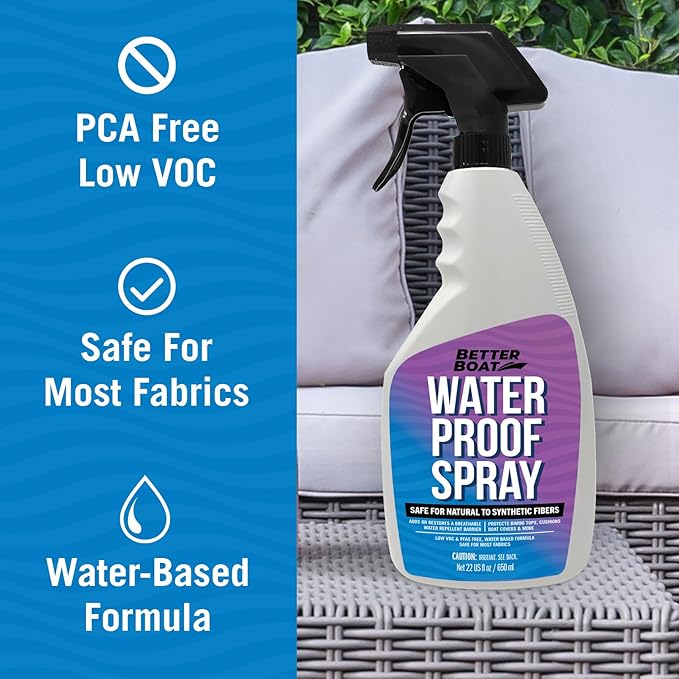 Fabric Waterproof Spray, 22 Fl Oz Heavy Duty Protector and Repellent for Outdoor Marine Canvas, Boat Tops, Vinyl Seats, Tents, Clothing, Boots, Jackets, and Clothes