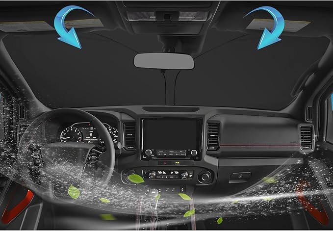 SKTU 2022-2025 2026 Frontier Front Windshield Sunshade for 2022 2023 2024 2025 2026 Nissan Frontier Windshield Sunshade Foldable for Blocks UV Rays and Blocks Heat and Sun Keeps Vehicle Cool