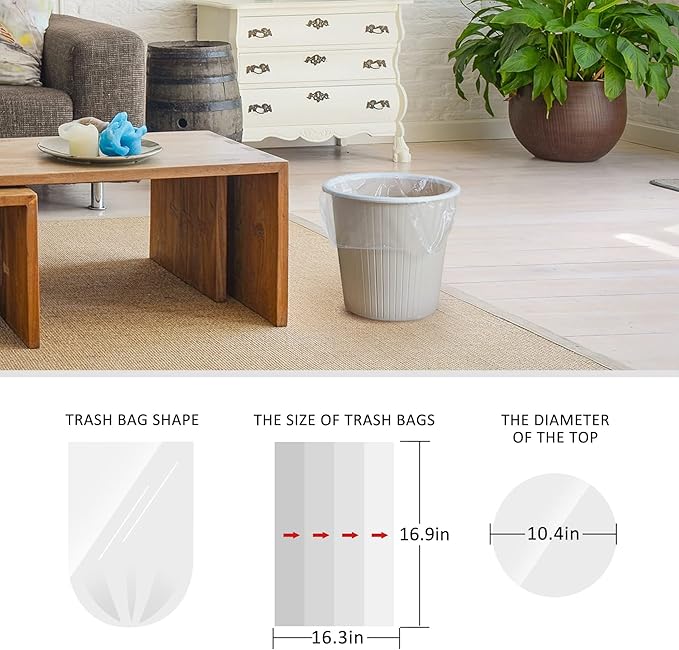 1.2 Gallon 220 Counts Strong Trash Bags Garbage Bags, Bathroom Trash Can Bin Liners, Small Plastic Bags for home office kitchen, fit 5 Liter 5L, 1Gal, Clear