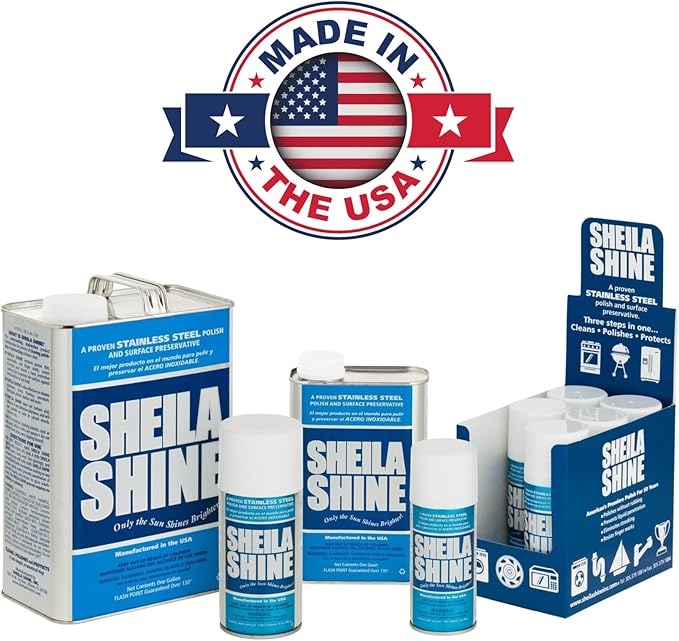 Sheila Shine 1 Quart Stainless Steel Cleaner and Polish, Protects Household Kitchen Surfaces, Removes Grease, Fingerprints & Watermarks, Stainless Steel Cleaner for Appliances, Fridge, Oven & Sink