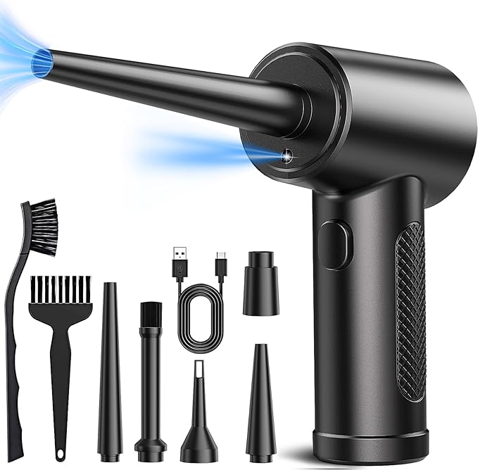 Compressed Air Duster, 3 Gear to 51000RPM Cordless Electric Air Duster, 6000mAh Rechargeable Air Blower with LED Light for Laptop Computer Camera Keyboard Cleaning Dust Hair Replace Compressed Air Can