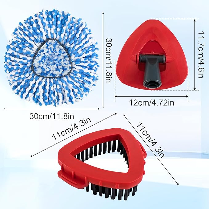 Mop Replacement Heads for O Cedar RinseClean 2 Tank System,2 Microfiber Mop Head Refills,1 Scrubber Mop Head and 1 Mops Base Combo Set for O-Cedar 2 Tank,MOp Replace Heads for Wet/Dry Floor Cleaning