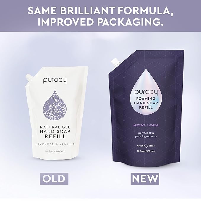 Puracy Foaming Hand Soap Refill - Plant-Powered Natural Hand Soap As Seen on TikTok, Non-Toxic, Sulfate-Free Liquid Soap, Moisturizing Foam Handwash Liquid (Lavender & Vanilla, 48 fl oz)