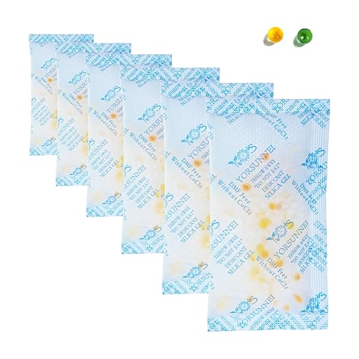 Silica Gel Packets with Color Indicating, 10 Gram [50 Packs] Desiccants Packs Moisture Absorbers, Food Grade Silica Gel for Storage Moisture Control