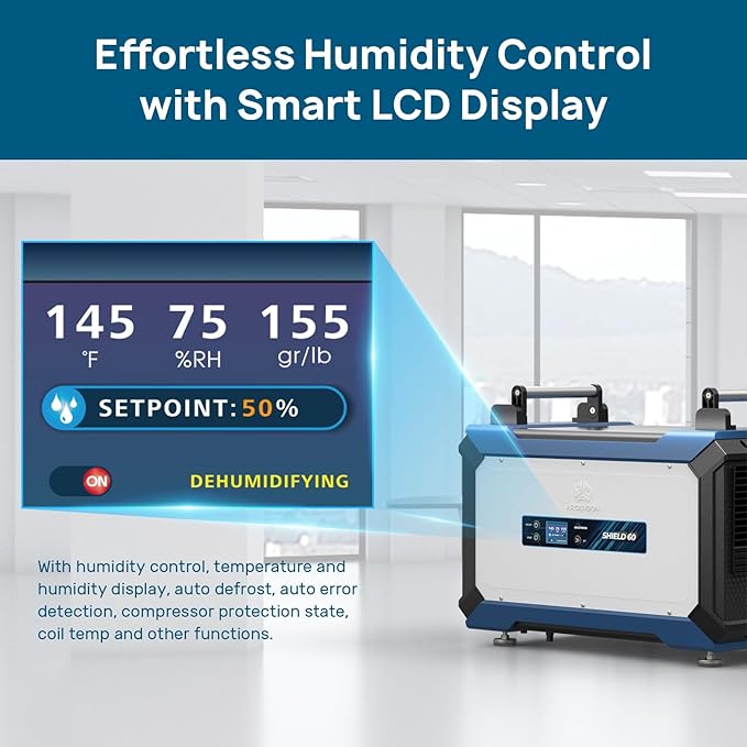 ARGENDON 145 Pint Crawl Space/Basement Dehumidifier with Drain Hose, Commercial Dehumidifiers for Large Space, Industrial, Water Damage, Auto Defrosting, 5 Years Limited Warranty