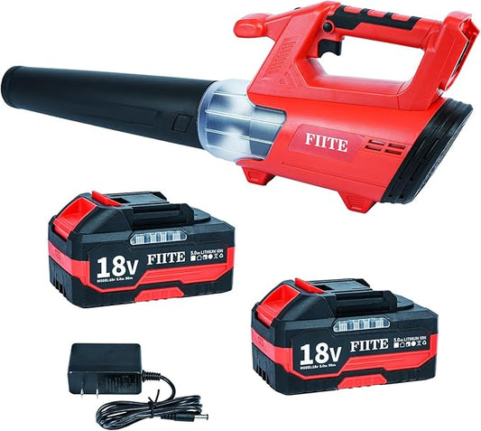 Electric Leaf Blower Cordless with 2 5.0Ah Battery and Charger, 6 Speed Mode 600CFM Patio Tools,18V Battery Powered Lightweight Leaf Cleaner Handheld Blowers for Lawn Care, Dust, Leaves, Yard