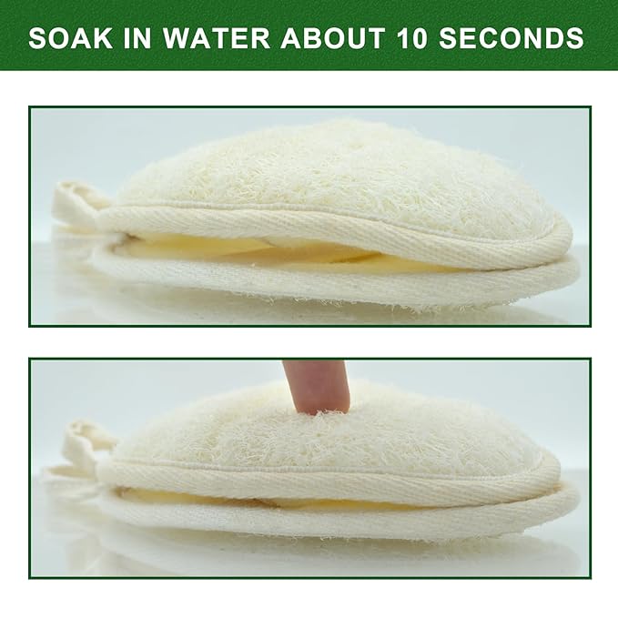 Natural Loofah Exfoliating Body Scrubber, Made with Natural Shower Loofah Sponge for Men and Women’s SPA (Pack of 4)