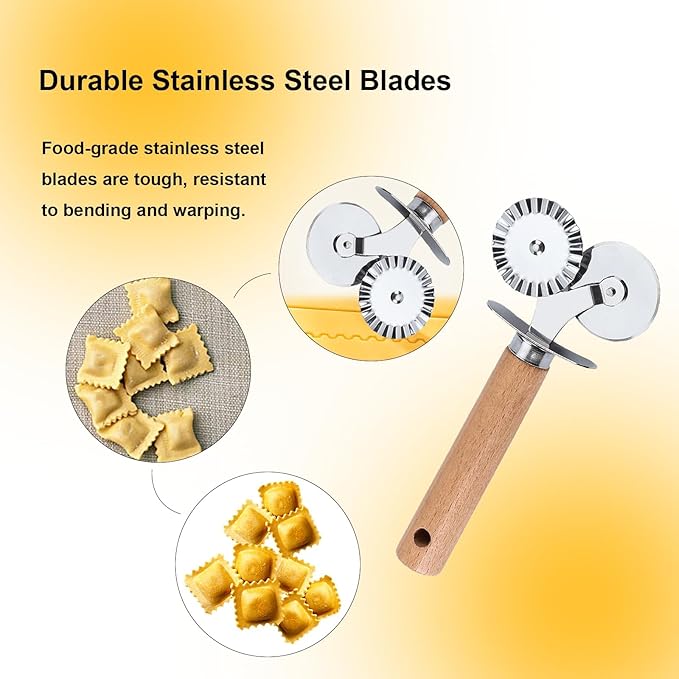 Pastry Double Cutter Wheel,Dual-Head Baking Tool for Home and Kitchen Use,Ravioli Cutter