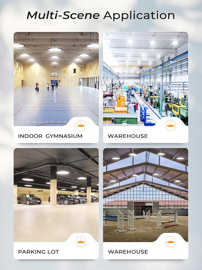 UFO LED High Bay Lights 10 Pack 250W, 37500LM 5000K Daylight, IP65 Waterproof Led Shop Lights for Warehouse Workshop Factory Gym Garage Livestock Barn