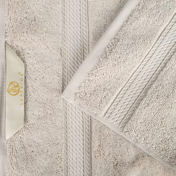 Superior Egyptian Cotton Pile Hand Towel Set of 4, Ultra Soft Luxury Towels, Thick Plush Essentials, Absorbent Heavyweight, Guest Bath, Hotel, Spa, Home Bathroom, Shower Basics, Stone