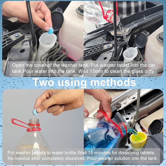 200 Pcs Windshield Washer Fluid Tablets,Wiper Fluid Concentrate,1 Pack Makes 200 Gallons.Window Glass Cleaner, Remove Glass Stains, Clear Vision (Use With De-icer or Methanol for Winter)