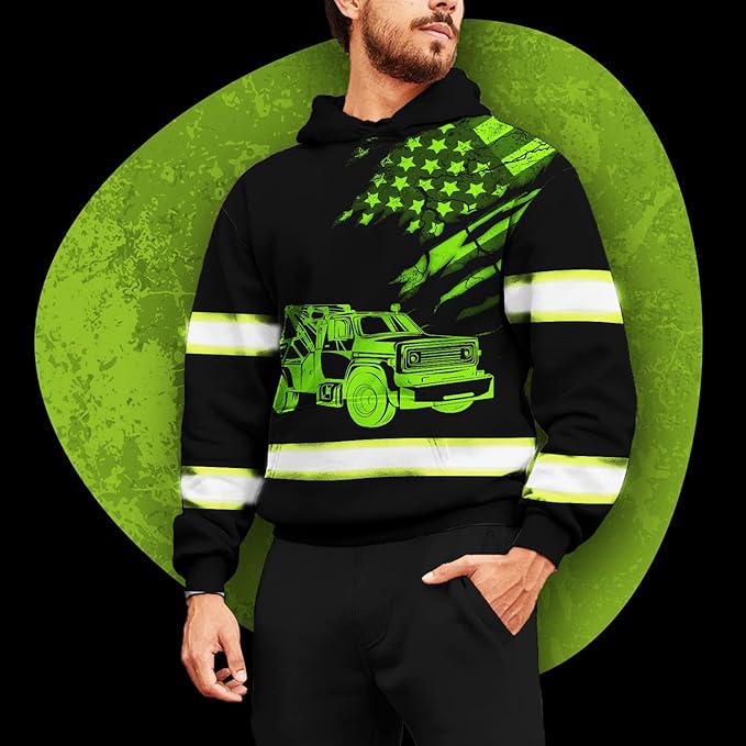 Matedecor High Visibility Hi Vis Hoodie for Men - Jobs Collection Custom Name Class 3 Reflective Safety Workwear