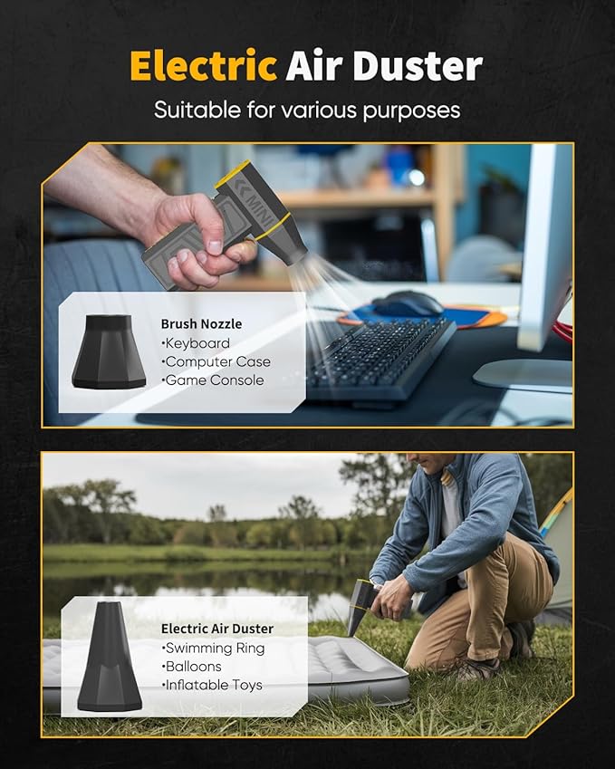 NEVERLAND Rechargeable Compressed Air Duster - 4 Gear Electric Air Duster, 180000RPM Cordless Air Duster Blower, Replace Canned Air Cans Jet Fan for Car Keyboard PC Computer Cleaning