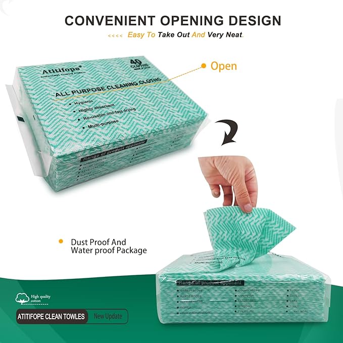 Multipurpose Cleaning Cloths Nonstick Wiping Rags Disposable Cleaning Towels Dish Cloths Reusable Wipes 80count