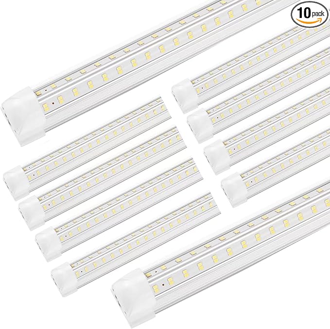 Led Shop Lights,4FT LED Light 50W 6500K 7000LM Led Daylight,Garage Light Linkable Clear Cover Integrated V-Shape for Garage Warehouse Workbench Workshop(10-Pack)
