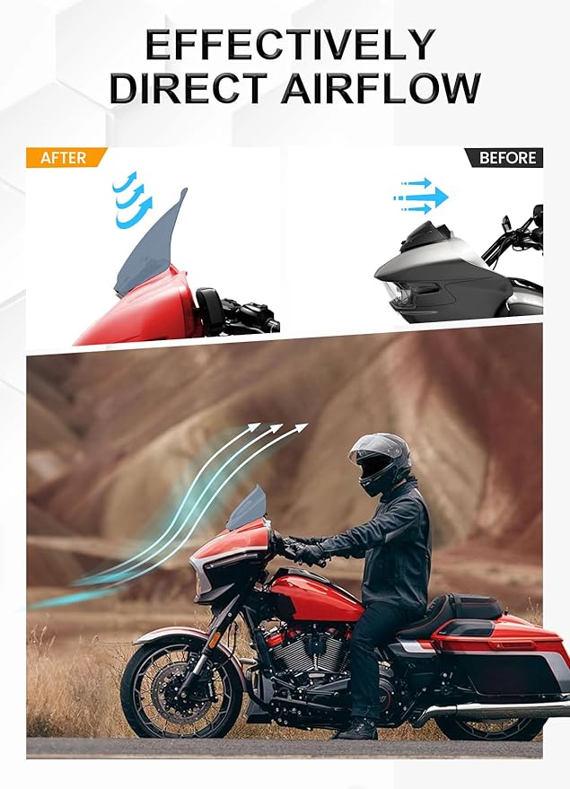 10" Wave Windshield Windscreen Wind Splitter Compatible with Harley Davidson Touring CVO Street Glide FLHXSE 2023-up,Street Glide FLHX 2024-up & FLXHU 2025-up (Tint)