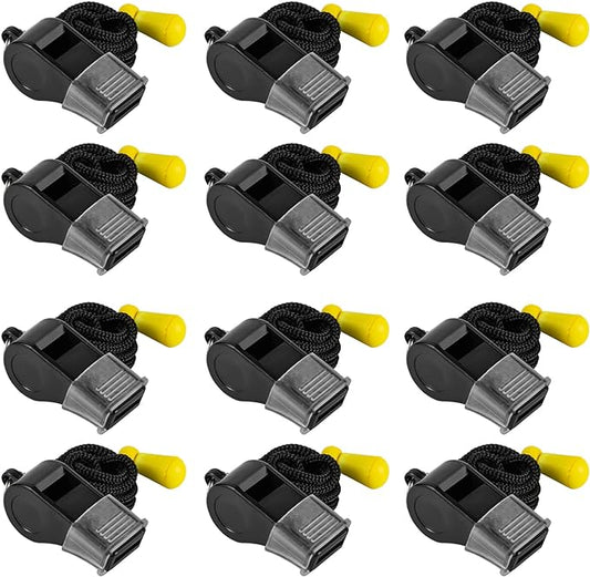 12 Pack Sport Whistles with Lanyar for Coaches, Referees and Officials, Loud Crisp Sound