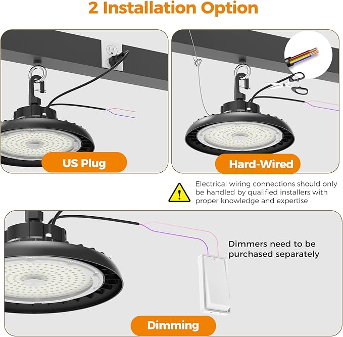 LED High Bay Lights 180W UFO Shop Lights 32400 LM 6000K IP65 Commercial Bay Lighting Fixture 5ft Cable Plug & Play for Warehouse Factory Garage Workshop Barn 18 Pack