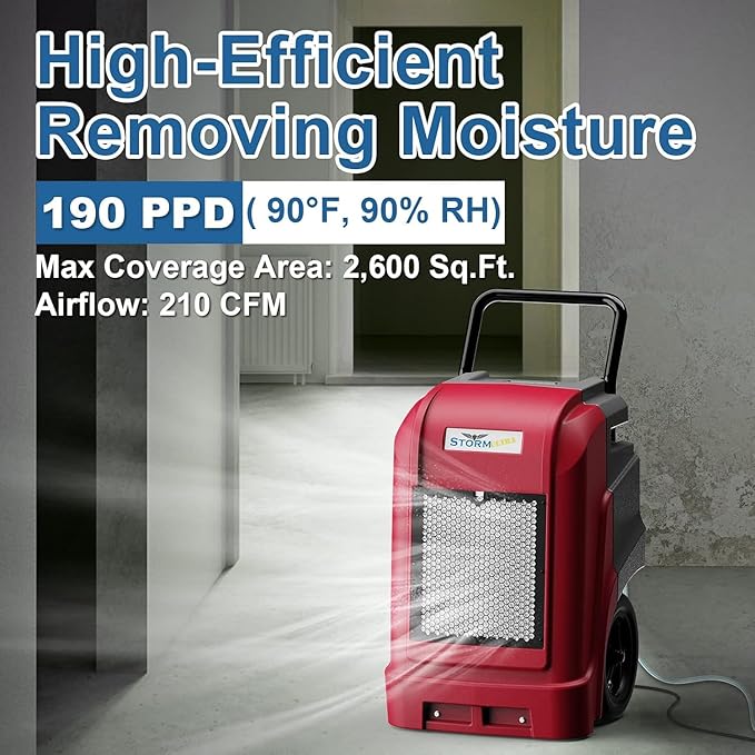 ALORAIR 190 Pints LGR Commercial Dehumidifier with Pump & Drain Hose, up to 2,600 Sq.Ft Industrial Dehumidifiers for Home, Water Damage Restore, Basements, Job Sites, 5 Years Limited Warranty