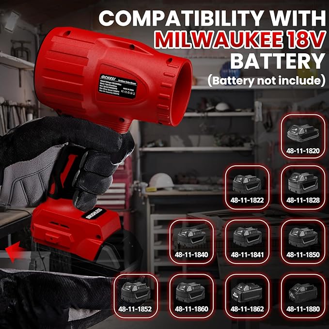 Cordless Leaf Blower Dust Blower for Milwaukee 18V Battery, High-Speed Brushless Motor Handheld Jet Fan Air Blower for Patio Cleaning, Lawn Care, Blowing Leaves(No Battery/Charger)