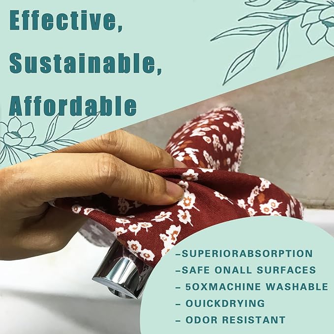 Reusable Paper Towel Rolls 20 Pack,Washable Napkin Cloth Value Set of 4 Colors 20 Pack of Paperless Towel-100% Cotton, Super Soft, Absorbent Made to Last (Avocado)