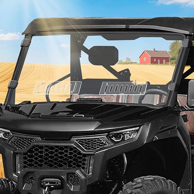 Scratch Resistant & Vented Full Windshield Compatible with CFMOTO UForce U10 Pro & U10 Pro XL 2025, Hard PC Clear Windshield Protects Against Wind, Dust, Dirt, Snow, Rain