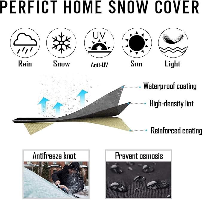 Windshield Snow Cover with Side Mirror Covers, Protects Windshield and Wipers from Weatherproof, Rain, Sun, Frost, Extra Large Size Fits for Most Vehicles, Cars and SUV