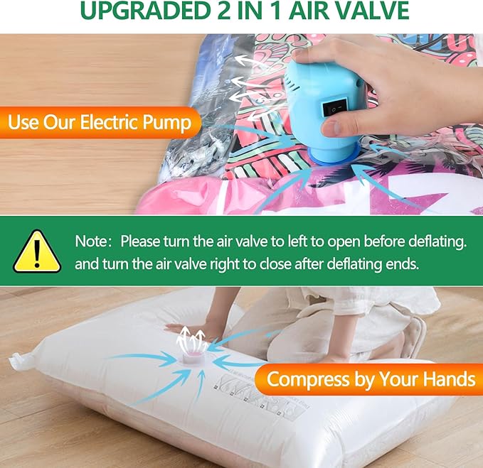ZPP Vacuum Storage Bags with Electric Pump, 20 Pack (4 Jumbo, 4 Large, 4 Medium, 4 Small, 4 Roll Up Bags) Vacuum Seal Bags for Clothes, Mattress, Blanket, Comforters, Travel, Moving