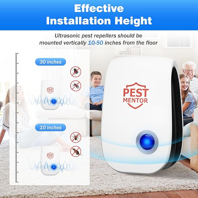 10 Pack Ultrasonic Pest Repellent, Electronic Plug-in for Rodents, Mosquitoes, Cockroaches, Spiders, Ants, and More, Safe, Silent, Energy-Efficient, Ideal for Home, Office, and Warehouse