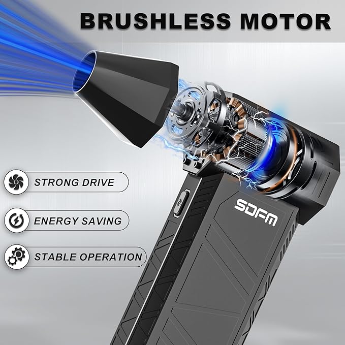 SDFM Electric Air Duster - 130000RPM Compressed Air Duster，3 Gear Adjustable Jet Dry Blower can Reusable Can for Computer Keyboard,Outdoors,Car,Home.… (Black)