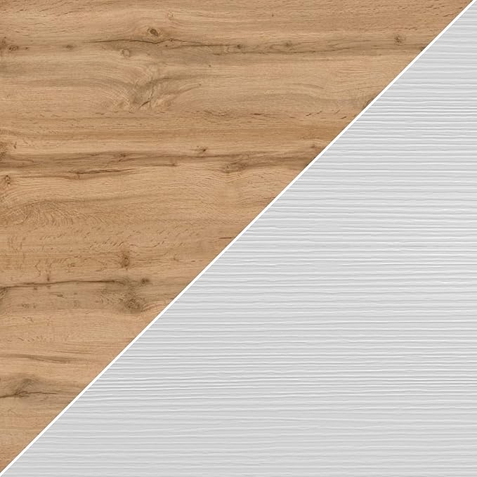 Mobili Fiver, Easy, Extendable Dining Table, 55.1(86.6) x35.4 in, Rustic Oak and Ashwood White, Made in Italy