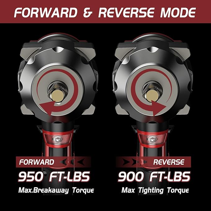 Cordless Impact Wrench 1/2 inch for Milwaukee 18V Battery, 900Ft-lbs(1200N.m) High Torque Impact Driver, Brushless Impact Gun with 4-Mode Speed, 6 Sockets, LED Work Light (Battery NOT included)