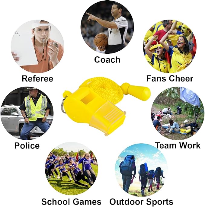 12 Pack Sport Whistles with Lanyar for Coaches, Referees and Officials, Loud Crisp Sound