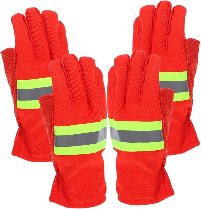 Zerodeko 2 Pairs Flame-resistant Welding Gloves Heat Insulated Firefighter Work Gloves for Emergency Rescue Outdoor Safety Heavy Duty Puncture Resistant Protective Gear
