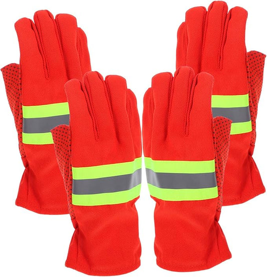 Zerodeko 2 Pairs Flame-resistant Welding Gloves Heat Insulated Firefighter Work Gloves for Emergency Rescue Outdoor Safety Heavy Duty Puncture Resistant Protective Gear