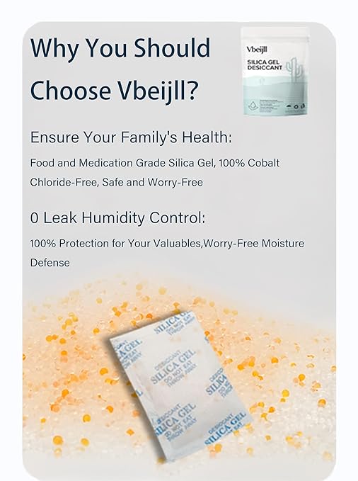 100 Gram (10 Pack) Color-Indicating Silica Gel Packets, Premium Food Grade Desiccant - Rechargeable Moisture Absorbers for Food Storage, Electronics, 3D Filament & Safes