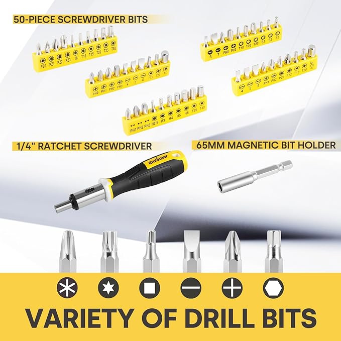 Enventor Tool Set, 220-Piece Home Tool Kit with Toolbox, Wrench and Hand Tools for Home Repairs, Auto Maintenance, DIY & General Use,Household Repair Tools for Men & Women